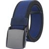 LionVII Cintura Elastica Uomo, Fibbia in Plastica, Unisex Cintura Cintura Completamente Regolabile per Lavoro, Blu bordi neri