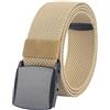 LionVII Cintura Elastica Uomo, Fibbia in Plastica, Unisex Senza Metallo Cinghia Cintura Allungabile per Lavoro, cachi
