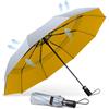 TECKNET Ombrello Pieghevole Antivento, Grande Portatile Pioggia da 10 Ossa, Automatico Viaggio Umbrella Doppio Baldacchino Antivento Impermeabile per Uomo Donna, Diametro 104 cm, Argento e Giallo