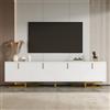 WASAGA Mobile TV con ante strutturate, 160 x 38 x 44,5 cm, con cassetti, maniglie dorate e piedi dorati (bianco e 160 cm)