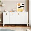 MURUL Credenza moderna bianca, armadio minimalista con maniglie dorate, armadio con divisori regolabili per soggiorno e corridoio