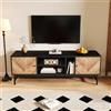 WASAGA Mobile TV da 150 cm, design a contrasto in legno nero con molteplici spazi, inclusi armadi a scomparti orizzontali e verticali, moderno e minimalista (nero + legno)