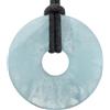 Lebensquelle Plus Donut in pietra preziosa Ø 30 mm + cordoncino in cotone + scheda pietra | Ciondolo naturale | Vera collana curativa, incluso il cordoncino (Acquamarina)