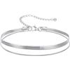 FOCALOOK Cavigliera Donna Argento/Oro/Nero Acciaio Inox, Catena a Strati Perla/Serpente/Maglietta, Gioielli Estate