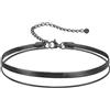 FOCALOOK Cavigliera Donna Argento/Oro/Nero Acciaio Inox, Catena a Strati Perla/Serpente/Maglietta, Gioielli Estate