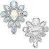 FINGERINSPIRE 2 Pz Spilla in Strass di Vetro 45x57mm in Lega D'Argento A Forma di Fiore con Cristalli e Strass Trasparenti AB Elegante Spilla Scintillante per Giacche da Donna, Sciarpe e Cappelli
