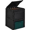 Relaxdays Compostiera da Giardino in Plastica, 230 l per Compost, Contenitore per Foglie, HxLxP: 80 x 60 x 57 cm, Nero