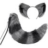 JIAHG Costume per Halloween Cosplay di volpe orecchie e coda set gatto lupo procione orecchie e coda set animali coda coda di pelliccia orecchie fascia fascia halloween Natale gioco di ruolo