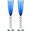 BACCARAT SET 2 CALICI FLUTE FLUTTISSIMI VEGA, CRISTALLO AZZURRO