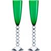 BACCARAT SET 2 CALICI FLUTE FLUTTISSIMI VEGA, CRISTALLO VERDE