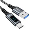 NIBIKIA Cavo USB Type-C,1M USB 3.0 10Gbps Cavo USBC Ricarica Rapida 3A QC 3.0 Cable with LED Display, Cavo USB Tipo C per iPhone 17 16 15,Samsung Galaxy S24 S23 S22 S21, Note 9 Pixel 7,OnePlus,Realme