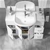BADEN HAUS Mobile bagno da terra con lavabo e illuminazione L 121 x H 184 x P 33.5 cm bianco, 3 ante 2 cassetti per vasca centrale Paola