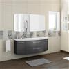 PELIPAL Mobile bagno sospeso con lavabo L 139 x H 48 x P 47 cm grigio ferro, 2 ante 2 cassetti per vasca centrale Cassca