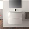 BADEN HAUS Mobile bagno sospeso con lavabo L 69 x H 55 x P 52 cm bianco lucido 2 cassetti per vasca centrale Vague