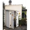 GAROFALO Casetta da giardino in PVC beige 1 x 1.5 m, superficie esterna 1.32 m² e spessore parete 20 mm, con pavimento porta a due ante, GAROFALO Tuscnay EVO S