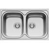 DELINIA Lavello integrato 2 vasche in inox argento DELINIA Amaltia L 50 x L 79 cm