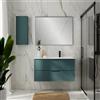 Leroy Merlin Pensile Quadra L30 H75 P16 mirto opaco laccato 1 anta reversibile con maniglia in alluminio laccato e 2 ripiani vetro