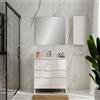 Leroy Merlin Pensile Quadra L30 H75 P16 bianco opaco laccato con 1 anta reversibile , dotata di maniglia in alluminio laccato bianco, e 2 ripiani vetro