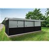 SAPIL Chiosco in acciaio grigio 2.7 x 7.7 m, superficie esterna 21.39 m² e spessore parete 60 mm, porta a due ante, SAPIL Cuba+