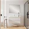 Leroy Merlin Mobile Pull L100 H55 P45 bianco opaco laccato 2 cassetti a chiusura ammortizzata e lavabo in ceramica vasca centrale, piedini non inclusi