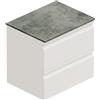 Leroy Merlin Mobile Pull L60 H55 P45bianco opaco laccato 2 cassetti a chiusura ammortizzata e top gres nero Creta per lavabo in appoggio, piedini non inclusi