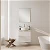 Leroy Merlin Mobile Pull L60 H55 P45 bianco opaco laccato 2 cassetti a chiusura ammortizzata e top gres bianco Creta per lavabo in appoggio, piedini non inclusi