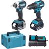 Makita Set di 2 elettroutensili a batteria MAKITA DLX2537SJ 2 batterie 3 Ah