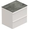 Leroy Merlin Mobile Linea L60 H55 P45 laccato bianco opaco 2 cassetti a chiusura ammortizzatae top gre nero Creta per lavabo in appoggio