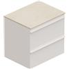 Leroy Merlin Mobile Linea L60 H55 P45 laccato bianco opaco 2 cassetti a chiusura ammortizzata e top gres bianco Creta per lavabo in appoggio