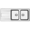 DELINIA Lavello integrato 2 vasche in inox argento DELINIA Basalt R50 L 50 x L 116 cm, sgocciolatoio a sinistra