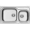 DELINIA Lavello integrato 2 vasche in inox argento DELINIA Amaltia asimmetrico L 50 x L 86 cm