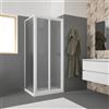 NOVELLINI Porta doccia pieghevole L 84-90 cm x H 185 cm per nicchia in acrilico smerigliato SP. 2.8 mm, profilo lucido bianco, serie Opale