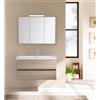 Leroy Merlin Mobile bagno sospeso con lavabo L 100 x H 57 x P 46 cm olmo rousseau in truciolare 2 cassetti per vasca centrale Kora