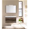 Leroy Merlin Mobile bagno sospeso con lavabo L 100 x H 57 x P 46.5 cm rovere scuro in truciolare 2 cassetti per vasca centrale Kora