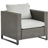 NATERIAL Poltrona da giardino con cuscino grigio e braccioli Noa NATERIAL, struttura in acciaio seduta in rattan sintetico grigio, L 68 x H 62 x P 68 cm