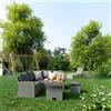 NATERIAL Salotto da giardino angolare per 6 persone antracite Davos NATERIAL con cuscini in poliestere grigio