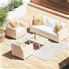 NATERIAL Salotto da giardino per 5 persone beige Medena NATERIAL con cuscini in poliestere bianco