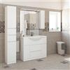 BADEN HAUS Mobile bagno da terra con lavabo L 100 x H 190 x P 33.5 cm bianco lucido, 2 ante 1 cassetto per vasca centrale Elise