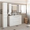 BADEN HAUS Mobile bagno da terra con lavabo L 120 x H 190 x P 33.5 cm bianco lucido, 2 ante 1 cassetto per vasca centrale Elise