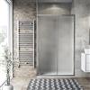 Leroy Merlin Porta doccia scorrevole L 152-156 cm x H 195 cm, per nicchia in vetro smerigliato SP. 6 mm, profilo lucido bianco, serie Record