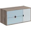 VISOBATH Mobile da bagno sospeso sotto lavabo Kompas di VISOBATH L 100 x H 48 x P 22 cm rovere e blu, 2 cassetti 1 anta