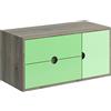 VISOBATH Mobile da bagno sospeso sotto lavabo L 100 x H 48 x P 22 cm verde, 2 cassetti 1 anta VISOBATH Kompas