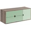 VISOBATH Mobile da bagno sospeso sotto lavabo L 120 x H 48 x P 22 cm verde, 2 cassetti 1 anta VISOBATH Kompas
