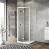 Leroy Merlin Box doccia con ingresso frontale pieghevole L 75 x H 195 cm, in vetro trasparente SP. 6 mm, profilo bianco spazzolato Record