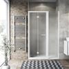 SIRO Porta doccia pieghevole Record L 80 x H 195 x P 0.6 cm in vetro smerigliato profilo bianco