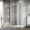 Leroy Merlin Box doccia con ingresso frontale pieghevole L 115 x H 195 cm, in vetro trasparente SP. 6 mm, profilo bianco spazzolato Record