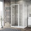 Leroy Merlin Box doccia con ingresso frontale saloon L 130 x H 195 cm, in vetro trasparente SP. 6 mm, profilo bianco spazzolato Record