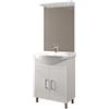 Leroy Merlin Mobile bagno da terra con lavabo e illuminazione L 65 x H 81.5 x P 50.5 cm bianco lucido in mdf, 2 ante per vasca centrale Simona