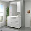 Leroy Merlin Mobile bagno da terra con lavabo e illuminazione Simona L 101.8 x H 81.5 x P 50.5 cm bianco lucido in mdf 2 ante 3 cassetti per vasca centrale