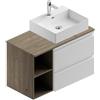 Leroy Merlin Mobile da bagno sospeso Pull L 90 x H 56 x P 46 cm bianco e rovere cotto, 2 vani a giorno a destra, lavabo non incluso